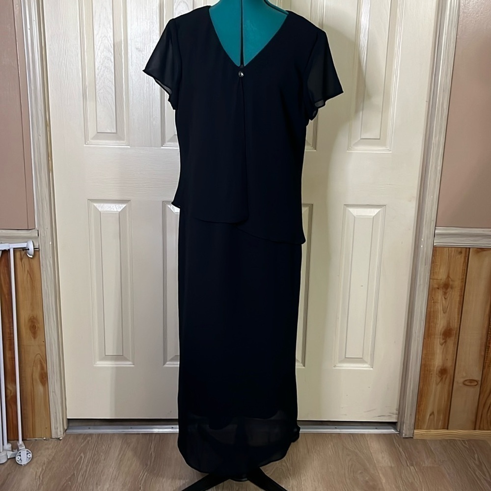 Metaphor Black, Chiffon sheer flutter sleeve, Dress,(211)